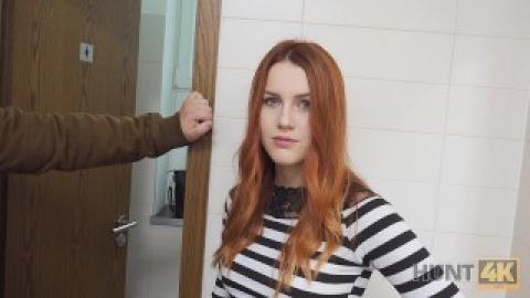 In public toilets with redhead Charlie Red
